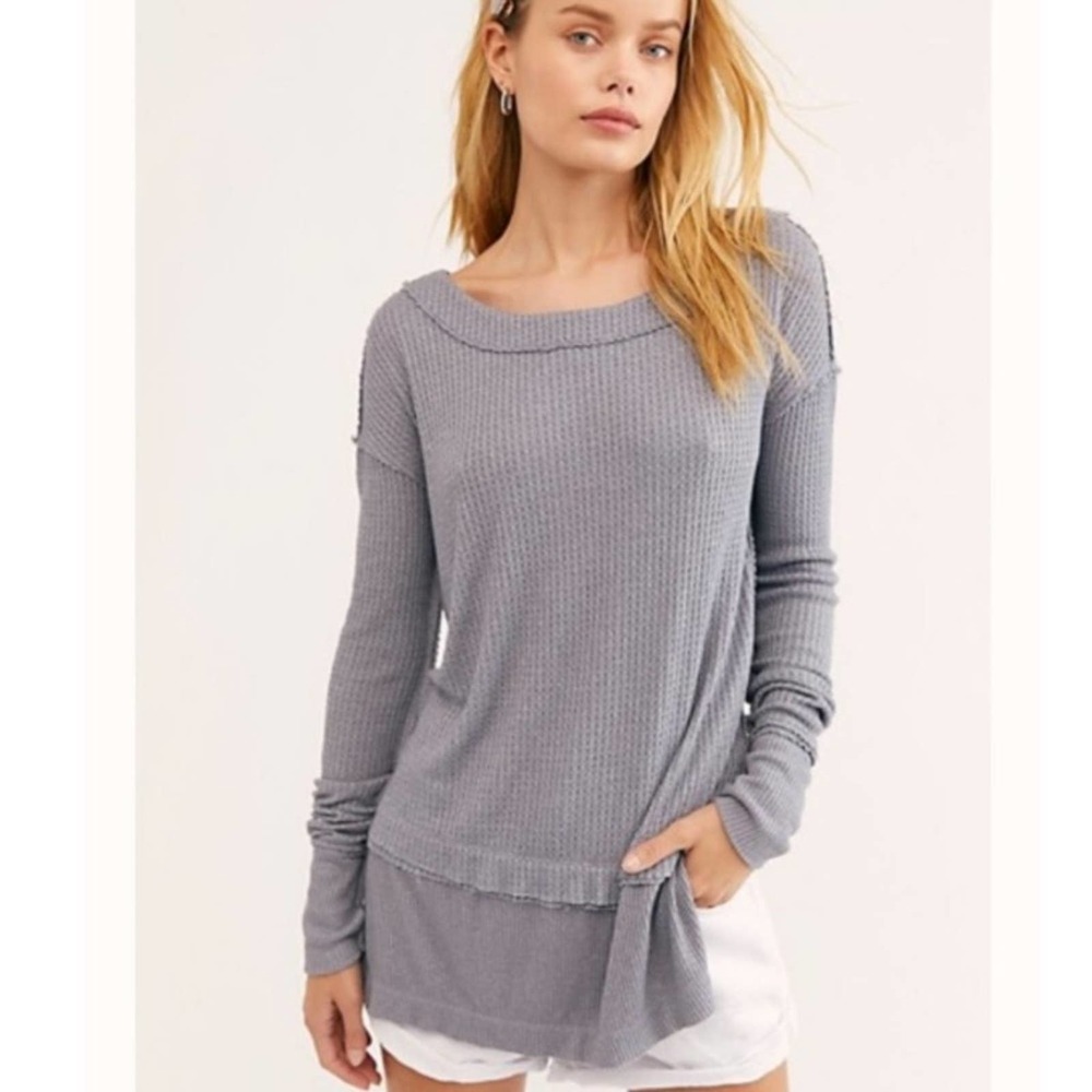 Free People Gray Crew Neck Sweater